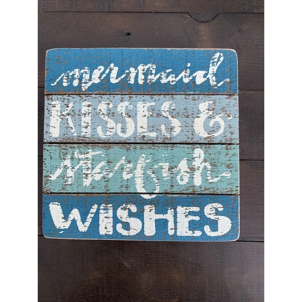 NEW Mermaid Theme Wood Box Sign Primitives By KathyBlue NEW (A16)